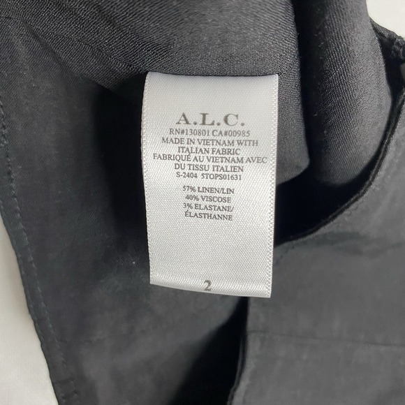 A.L.C. Crop Tank Top Black Corset Linen Blend Sleeveless Side Zipper Womens Sz 2 - Picture 11 of 13